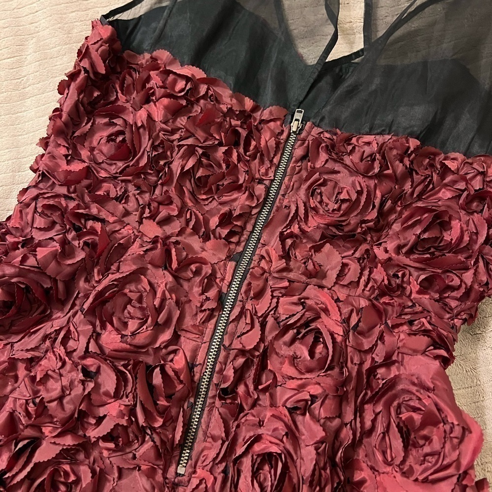 Anthropologie Tracy Reese Maroon 3D Floral Rose Cocktail Dress NWT - Picture 6 of 14
